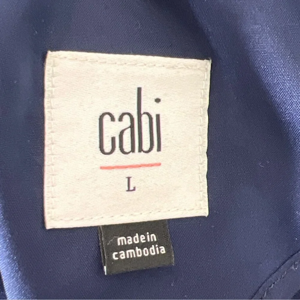 CABI Checkup Knit Blazer Navy & Periwinkle Sz L #5848 EUC